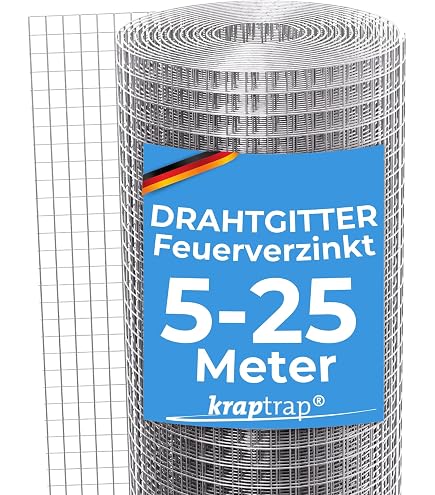Garmix Volierendraht 25x25 Mm – Feuerverzinkter Maschendraht, 150 Cm Hoch X 25 M Lang, 1,05 Mm Stärke