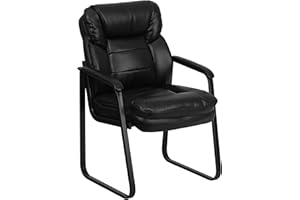 Flash Furniture GO-1156-BK-LEA-GG Side Chair exécutif en Cuir Noir avec Sled Base de