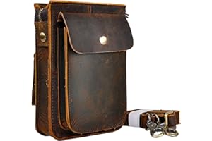 Le'aokuu Hombres Bolso pequeño Bolso al Aire Libre Bolso de Cadera Cinturón Bolso Cintura Paquete de Cintura de Fanny Paquete de Viaje Bolso Mensajero de Cuero de Vaca Bolso 021