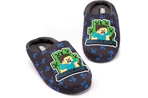 Minecraft Slipper Jungen Kinder Blau Creeper gegen Zombie Tnt House Schuhe
