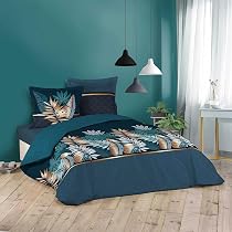 Ensemble Linge De Lit Jules – Housse De Couette 240x260 + 2 Taies, Pur Coton, Bleu Ginko !