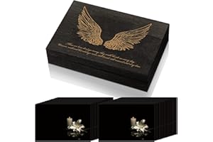 UNITTYPE Funeral Memory Cards and Box Black Wooden Card Box Memorial Box with 50 Pieces Share Memory Cards Celebration of Life Bereavement Gift for Funerals Guest Memorial Service Farewell Party Favors