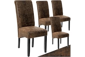 TecTake® Lot de 4 Chaises de Salle à Manger Moderne Chaise Ergonomique Confortable Chaise Design en Cuir synthétique Meuble Salon avec Pieds en Bois pour Salle à Manger, Salon, Coiffeuse, Chambre
