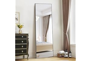 WOLIBEER Ganzkörperspiegel 161 x 52 cm, Rechteckiger Ganzkörperspiegel mit Schwarzem Aluminiumrahmen Wandspiegel Stehspiegel, Spiegel für Schlafzimmer, Ankleidezimmer Wohnzimmer Fitnessstudio Flur
