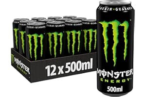 ‎MONSTER Monster Energy - koffeinhaltiger Energydrink mit klassischem Energy-Geschmack - in praktischen Einweg Dosen (12 x 500 ml)
