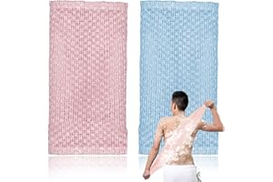 DALAETUS 2 Stück Japanischer Exfoliating Waschlappen Set, Rückenschrubber für Bad und Dusche, Rückenbürste für Männer und Frauen (Blau Rosa)