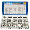 BOJACK 15 Values 200 pcs Fast-Blow Glass Fuses Assortment Kit 5x20mm 250V 1 5 10 15 20A 6x30mm 250V 1 2 3 5 6 7 8 10 15 20A amp packag in a Clear Plastic Box
