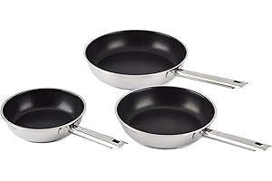 RÖSLE ELEGANCE - Set di 3 padelle in acciaio INOX 18/10, con rivestimento antiaderente Ø 20, 24 e 28 cm, manico in acciaio INOX, adatto a piani cottura a induzione
