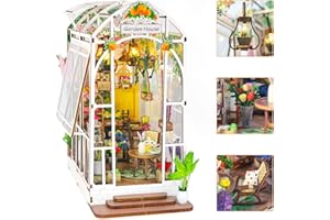 HIGSPE Book Nook Fai Da Te Kit, Miniatura con Mobili e Luce LED in Legno, 3D Giardino Casa Delle Bambole, Book Scaffale Inserto Decorazione, Costruzione di Modellini per Bambini e Adulti