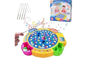 Aischens Jeu de Pêche à la Ligne Enfant, 45 Poissons et 4 Cannes à Pêche, Jeux de Pêche Électriques, Jouet de Pêche Musical avec Plateforme, Jeu Magnétique Éducatif Cadeau pour Garçons Filles 2-6 Ans