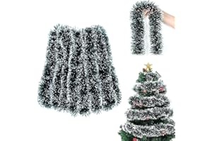 XULEGGNK Weihnachtsgirlande 10m, Lametta Girlande Weihnachtsbaum, Deko Girlande Weihnachten Outdoor Treppe, Künstliche Treppengeländer, Tannengirlande, Christmas Garland Innen, Grün Weiß