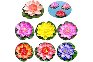 TOPJOWGA Fiori di Loto Artificiali, 7PCS Fiori Galleggianti per Laghetti Fiore di Loto Galleggiante, Fiori Galleggianti per Piscina, Piante Galleggianti Decorazione per Giardino Laghetto Acquario