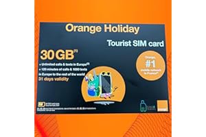 SIMS4TRAVEL Prepaid Orange Sim with 30GB of 4G Data + Unltd Calls & SMS in Europe + 120 mins & 1000 SMS from Europe to Rest World. No ID Required (Valid for 31 Days)