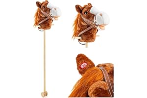 Toyrific 99 cm Hobby Horse Toy with Sounds, Strong Grip Handles and Wheels, Dark Brown