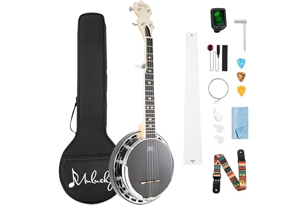 Mulucky Mini Banjo 5 Cordes 71,1 cm Tête Remo Résonateur 5ème Accordeur Engrenage Kit Démarrage Sangle Clé Règle Média