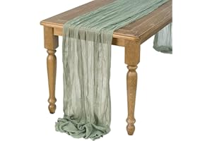 Dloapesy Cheesecloth Gauze Table Runner,Wedding Decor Arch Draping,Gauze Event Centerpiece Runner, Bridal Shower Runner (Smoke Green, Large)