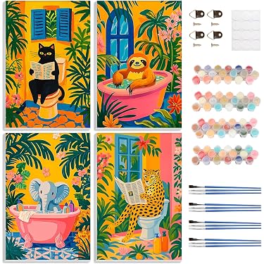 Peinture Par Numéros Chat De Baignoire – Toile 40x50 Cm, Kit Complet Acrylique – Détente Et Décoration Maison – Adulte Et Enfant