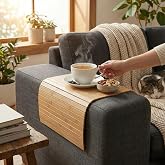 AmberHaus Katlanır Bambu Koltuk Kenarı Tepsisi Mat | 32x45 cm | Geniş Kol&ccedil;ak Masası | İ&ccedil;ecek, Atıştırmalık ve Tablet Standı |