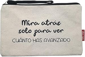 hello-bags. Bolso Neceser/Cartera de Mano. Exterior: Algodón 100%. con Cremallera y Forro Interior. Incluye Bonito sobre Kraft de Regalo. Modelo MIRAATRAS. Color: Crudo/Negro. 23 * 15,5 cm.