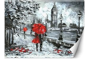 Feeby Fotomurali Londra Inghilterra Fiume Tamigi 450x315 cm rosso Decorazione Murale Fotografica Gabinetto Per Casa Soggiorno Salone Camera Degli Ospiti Coppia Di Ombrelli