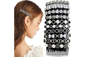 ASWEWAMT 10Pcs Hair Combs Slides for Women, Flower French Vintage Hair Combs Elegant French Side Combs for Women Girls Bridal Fine Hair