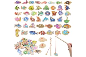 VEGCOO Jouet Enfant 2 Ans, 46 Pcs Peche a La Ligne avec 2 Pôles Magnétiques Canne À Pêche, Jeux Cadeau Enfant 2 Ans