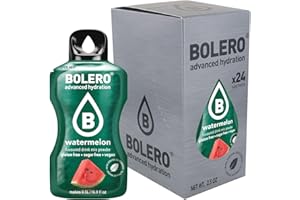 Bolero WATERMELON 24x3g | Jus en poudre sans sucre, édulcoré à la stévia + vitamine C | pour enfants et sportifs | sans gluten, végétalien | saveur pastèque