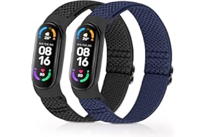 enkic Elastisch Armband Kompatibel mit Xiaomi Mi Band 7/Mi Band 6/Mi Band 5/Amazfit Band 5 Armband, Verstellbares Ersatzarmbänder Nylon Loop Sport Uhrenarmband für Damen Herren