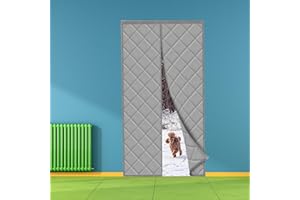MEFENY Magnetic Thermal Insulated Door Curtain, 100x210cm Thickened Weatherproof Screen Door Covers Heavy-Duty Temporary Door with Magents for Folding Door & Stair Gates, Grey
