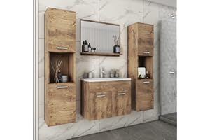 PIASKI Conjunto de Muebles de baño Montreal XL, Juego de Muebles de baño, Lavabo Incluido, Distintos Colores (Castaño)