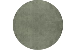 ‎THE CARPET the carpet Relax Weicher, Badezimmerteppich, Bad Set, Badematte, Badvorleger, Anti-Rutsch Unterseite, Waschbar bis 30 Grad, Super Soft, Felloptik Dunkelgrün, 120 x 120 cm Rund