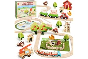 Lehoo Castle Drewniany pociąg, kolejka dla dzieci, drewniana zabawka dla dzieci od 3 lat, zabawka dla dzieci od 3, 4, 5