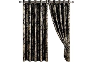 OPULENT DREAMS Abstract Metallic Marbled Velvet Curtain Pair - Heavyweight with Foil Print - Room Darkening Eyelet - Fully Lined for Thermal Insulation - Includes Two Tiebacks (Black, 90" x 90" (228 x 228 cm))