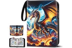SAKMILU Card Binder 4 Pocket with Zippe, Trading Card Album with 50 Pages Removable Sleeves Fits 400 Cards, Carrying Card Case Folder Book for Game Card Collection