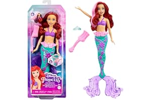 MATTEL Disney Princess Toys, Ariel Mermaid Doll with Color-Change Hair and Tail, Color Splash Water Toy Inspired by the Disney Movie, HLW00