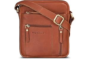 ROYALZ 'Dallas' Bolso Hombre Bandolera Pequeño Piel Masculino Bolsa Bandolera de Auténtica Cuero Vintage