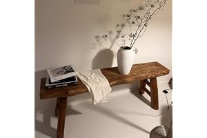 Bondgård inomhus massivt trä Vardagsrum Matsalsbänk, naturlig kant smal bänk, bänk for sovrumsänden av sängen, asiatiskt trä kök Entrébänk med armlös design och kort höjd(120x26x45cm)