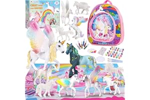 Tacobear Licorne Jouet Fille Kit de Loisir Creatif Licorne Figurine Peindre Jouet avec Sac à Dos Licorne Figurine Jouets Créatifs Anniversaire Noël Licorne Cadeau pour Enfant Fille 4 5 6 7 8 9 Ans