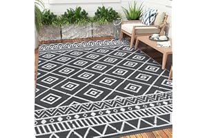 Enyhom Tapis d'intérieur et d'extérieur Réversible en Plastique 150 x 210 cm, Tapis Extérieur Balcon Terrasse Tapis de Sol Résistant aux UV Tapis de Pique-Nique Imperméable Léger