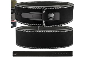 GYMROAR 𝐆𝐘𝐌𝐑𝐎𝐀𝐑® Ceinture Musculation Cuir avec Boucle à Levier, D'haltérophilie en Daim Véritable pour Powerlifting Bodybuilding Fitness Gym Belt, 10mm d'épaisseur, hommes et femmes