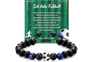 Livdouyu Fussball Geschenke Jungen, Fußball Geschenke für Jungs, Naturstein Fußball Armband Junge für 6 7 8 9 10 Jahre Kinder Mädchen, Jungs, Teenager, Erwachsene, Fußballfans