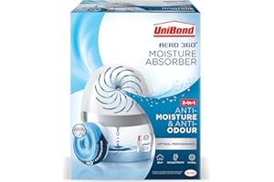 UniBond AERO 360º Absorbedor de humedad, deshumidificador ultra absorbente, ayuda a prevenir la condensación, el moho y los olores a humedad, recargable, incl. 1 pastilla de recarga 450g