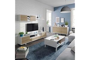 Miroytengo Conjunto Salón Comedor Estilo Moderno Mueble Modular Televisión Mesa Centro Elevable Aparador