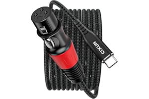 CIXUN USB C to XLR Microphone Audio Cable, Braided USB C to XLR Female Recording Cable Cord Connector Adapter, Dynamic Microphone, Compatible for iPhone 15/16 Series, MacBook (2M/6Ft)