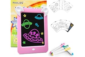 PHYLES Tableau Magique, Ardoise Magique pour Enfant, Tableau Magique Lumineuse Bebe Dessin Multifonction avec 8 Effets Lumineux - Loisir Créatif Jouet Educatif pour Votre Petit Artiste (Rose)