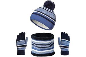outfit spring Cappello a Maglia Bambini, Inverno Berretto Sciarpa Guanti Set, Morbida Beanie Lavorato con Pompon Soffice Caldo Scaldacollo Guanto 3In1 All'Aperto per Ragazzi e Ragazze 2-8 Anni