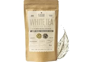 CAMINO DE CABRAS Thé blanc mélange supérieur | Thé en vrac | Infusion Antioxydant Puissant | Bien-Être Et Relaxation | Source de vitamines et mineraux | 100% d'ingrédients naturels | 70 grammes