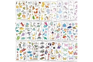 FUHOMI - Tattoo Kinder Mädchen Jungen - 350+ Kindertattoos - Klebetattoos - Tiere Schmetterling Dino Kinder Tattoo - Schultüte Füllung Mitgebsel Kindergeburtstag