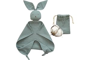 BEBICCO - Doudou Bébé 30x30 cm en Mousseline de Coton Bio - Doudou Plat Doux et Léger - Lange Bébé Sécurité - Couverture Réconfort (Vert Menthe)