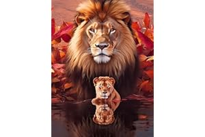 VAIIEYO 5D Diamond Painting Lion, Peinture Diamant Animal, Diamond Painting Adulte Canevas Diamant kit Complet Point De Croix Broderie Salon Chambre Autocollant Mural Décoration 30x40cm-5